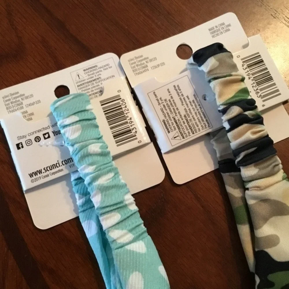 2 pc Camo & Polka Dot headbands wraps